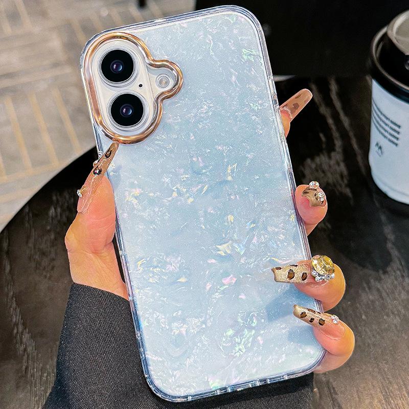 Applicable To IPhone17promax Mobile Phone Case New Fantasy Glitter Powder Shell Pattern Full Edge 15 Anti Fall Simple Style