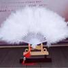 Feather Fan for Dancing, Special Qipao Dance Photo Prop, Plush Republic of China Style Feather Fan, White Goose Feather Folding Fan