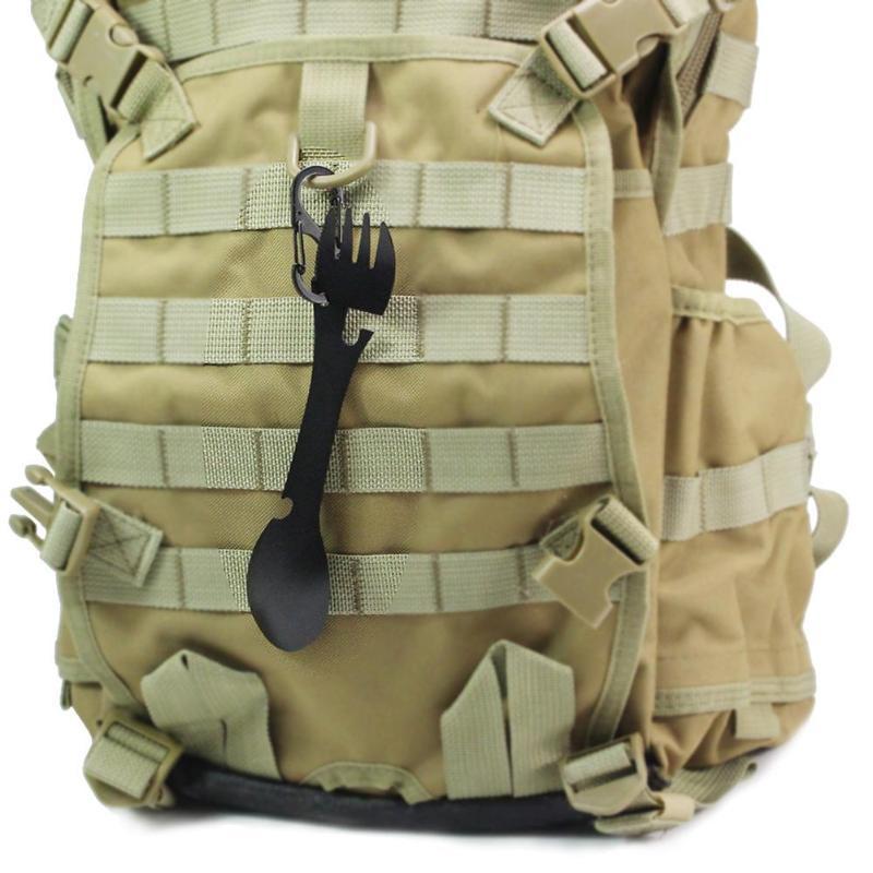 Outdoor-Überlebenswerkzeuge 5 in 1 Camping Multifunktionales EDC-Kit Praktische Gabel Messer