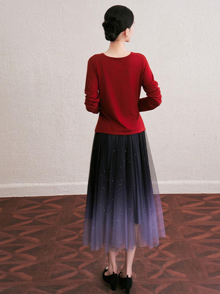 Autumn/Winter Slimming Round Neck Wool Knitwear Top