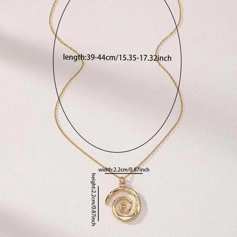 Metal Hollow Vortex Spiral Pendant Necklace For Women Men Punk Cavicle Chain Necklace Jewelry