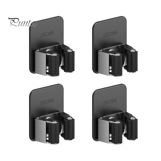 

4 шт. держатель для швабры из нержавеющей стали, грузоподъемность 10 кг, прочная ручка, простая установка, прочный настенный органайзер для сада чёрный