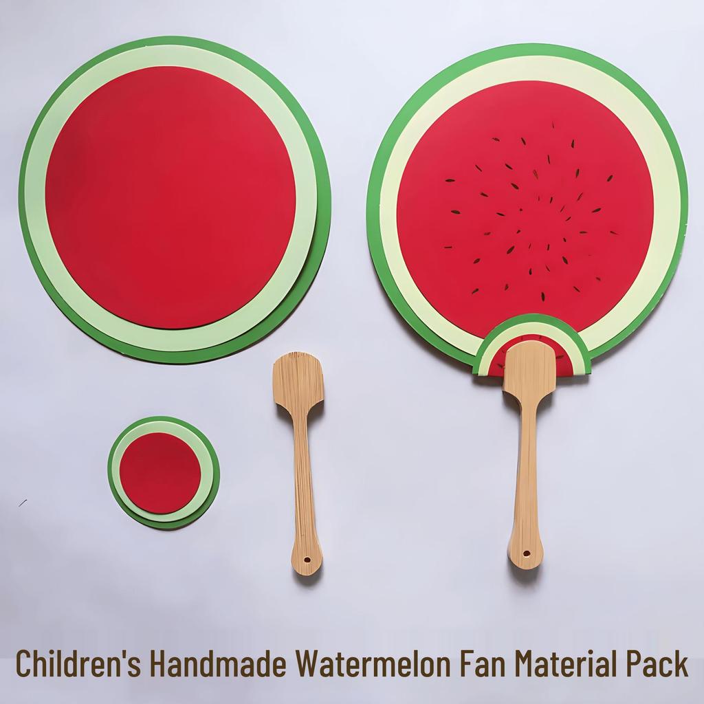 Colored Cardstock DIY Watermelon Cartoon Hand Fan Kit for Kids