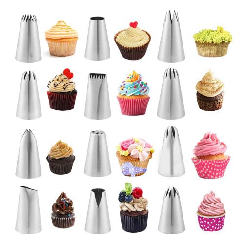 LQHZC Stainless Steel Pastry Tools, Professional Grade, with 6 Pastry Bags and Conversion Adapter, for Cake Decorating, Cookies, Macarons, Cream Puffs