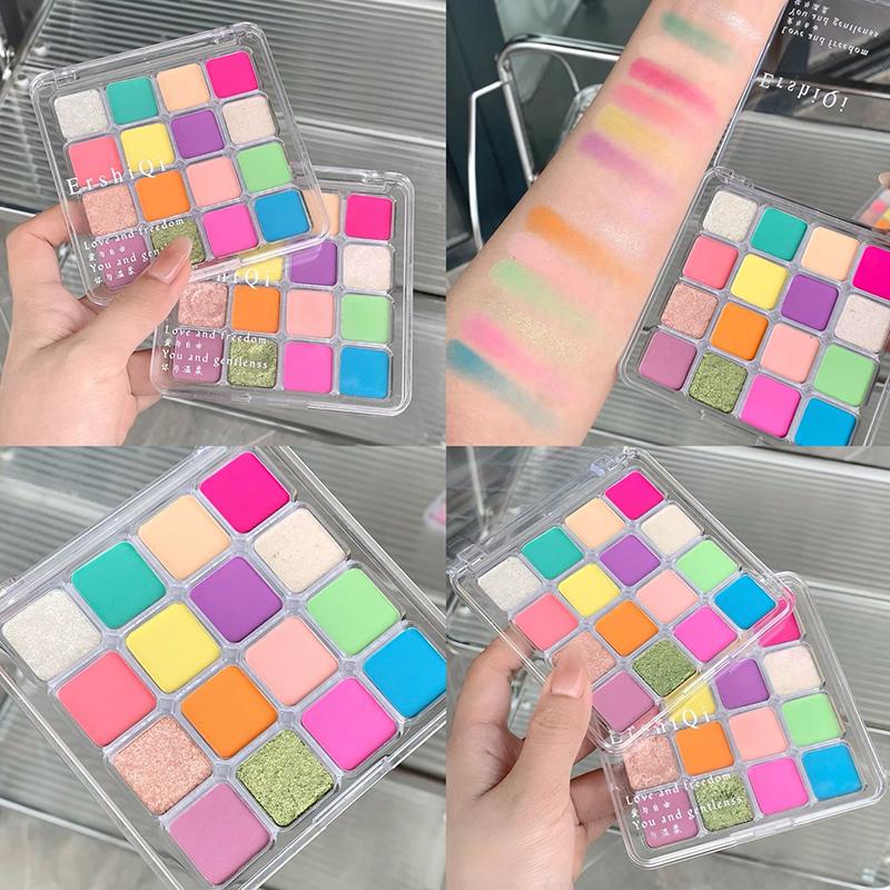 16-Color Matte Pearl Fine Glitter Eyeshadow Palette Long-Lasting Eye & Face Makeup Eye Makeup Palette Daily Makeup Eye Shadows