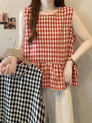 2026 Summer French Style Plaid Sleeveless Women's Vest - Age-Reducing Vacation Top