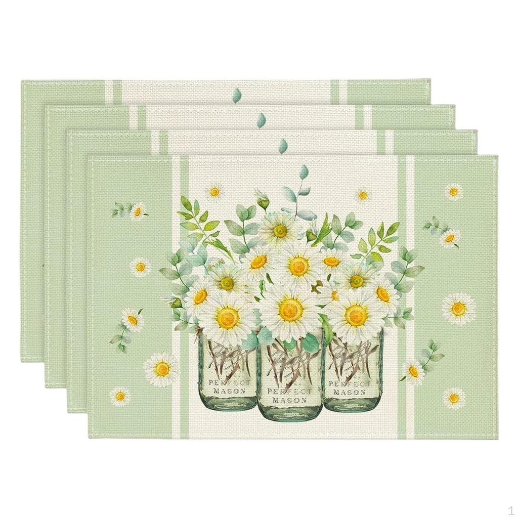 Decorative Floral Pattern Wearable Seasonal Spring Burlap Table Runners for Easter Dining Room