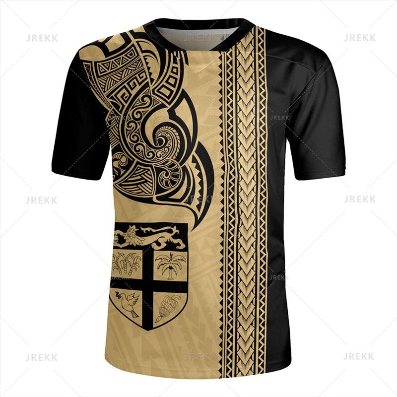 3D Printing The Republic-of Fiji Flag V Neck T Shirt Fiji Rugby-Jersey Emblem Graphic V neck T Shirts For Men Fashion Tee Shirts