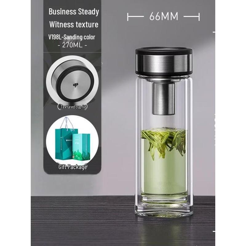 WANXIANG Double Wall Heat-Resistant Glass Water Bottle