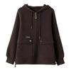 Women's Short Wool Hooded Zip Cardigan Coat - Fall/Winter Fashion Sweater Top