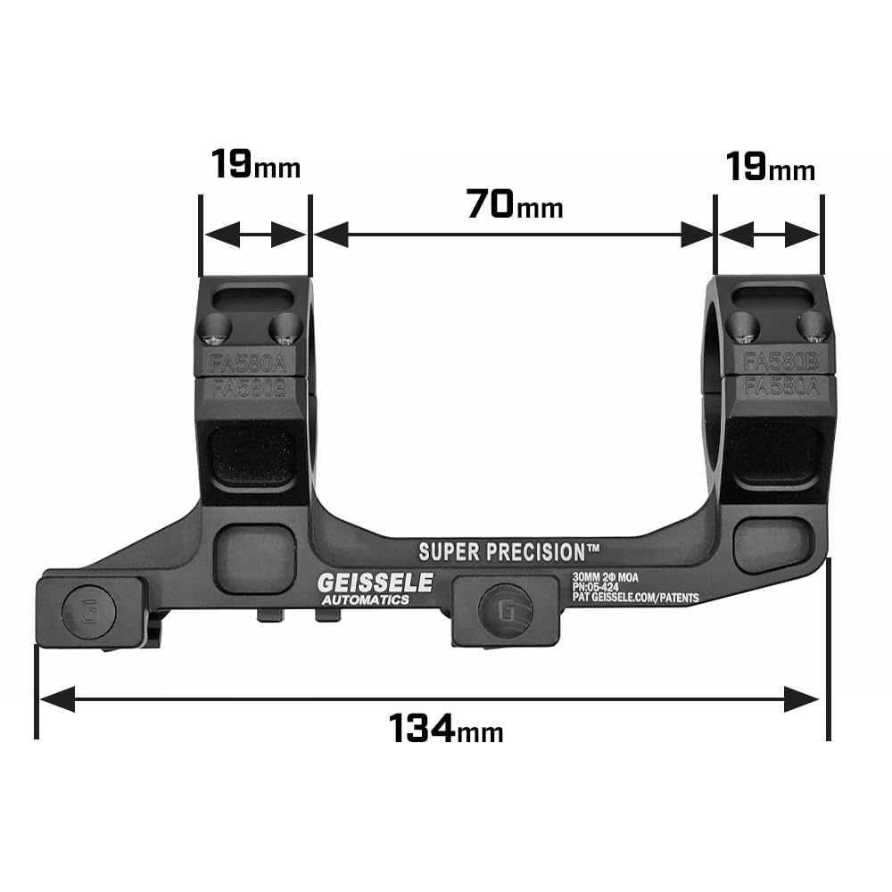 Ryohinbuhin Evolution Gear 30mm Diameter Scope Mount Geissley AR15 Super Precision 1.54 Inch Replica 20mm Rail Hard Anodized BK Black