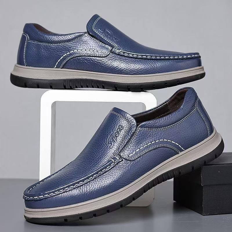 Spring and Autumn Casual Leather Shoes Men's Lazy One-Pedal Shoes Men's Soft-soled Medium and Old Shoes