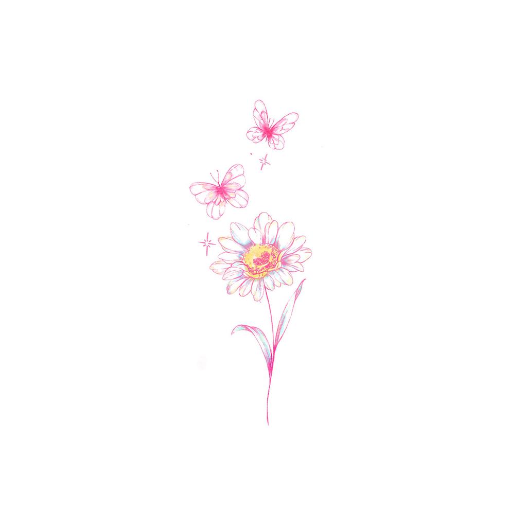 High-End Small Fresh Color Beautiful English Flower Hand Collarbone Simulation Flower Tattoo Sticker