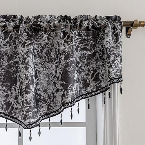 1PC Nuan Series Vintage Luxury Bead String Decorative Valance Jacquard Short Window Valance for Living Room Bedroom Home Decor