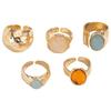 Artistic Adjustable Statement Ring Textured Metal Band Alloy Construction With Faceted Acrylic Gemstones for Women