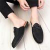 Fashion New Men's Black Bow Tie Half Slippers Shoes Male Casual Pu Leather Mules Moccasins Breathable Loafers Zapatos Hombre