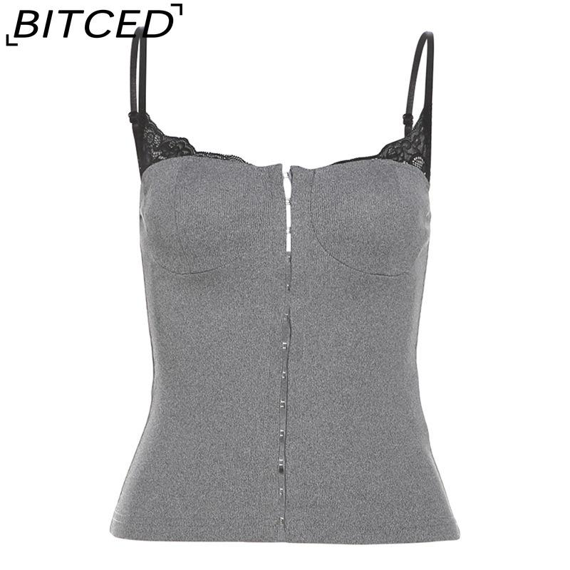 

BITCED Summer Women s Solid-Colour Slim-Fit Streetwear Fashion Halter Neck Sexy Backless Tank Top L серый