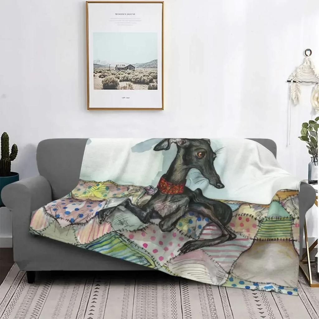The Whippet Blanket Soft Flannel Fleece Warm Greyhound Sighthound Dog Throw Blankets for Office Bedding Couch Bedspreads