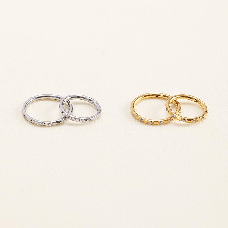 Universal Stainless Steel Nose Ring & Diamond-Studded Circle Earrings Jewelry