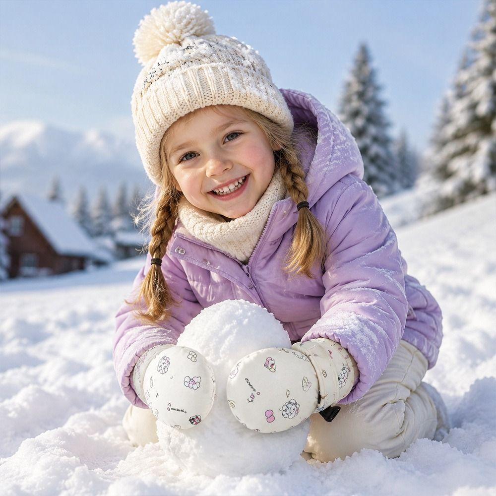 Non-slip Children Ski Gloves Warm Kids Winter Mittens Cute Snow Gloves  Children Kids