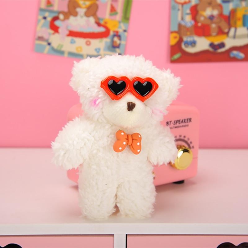 Cute Plush Bear Keychain Cartoon Blush Bear Pendant Keyring Animal Toy Couple Key Rings Hanging Ornament for Phone