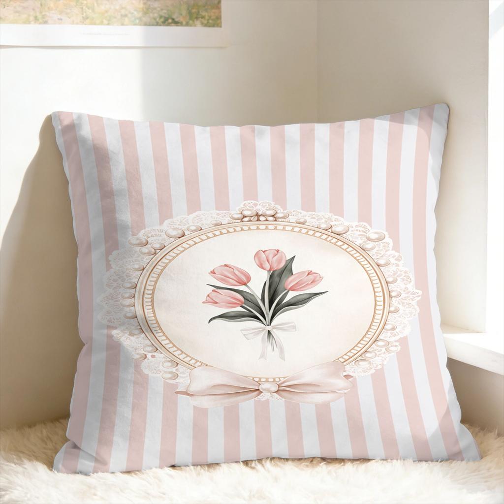 Tulip Spring Pillow Cover Cute Funny Pillow Case For Living Room Sofa Print Cushion Cover Gift Idea