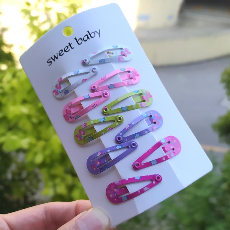 10 PCS New Lovely Cartoon Heart Type Metal Candy Color Girls Hairpins Hair Clip Kids Headwear Children Accessories Baby BB Clips