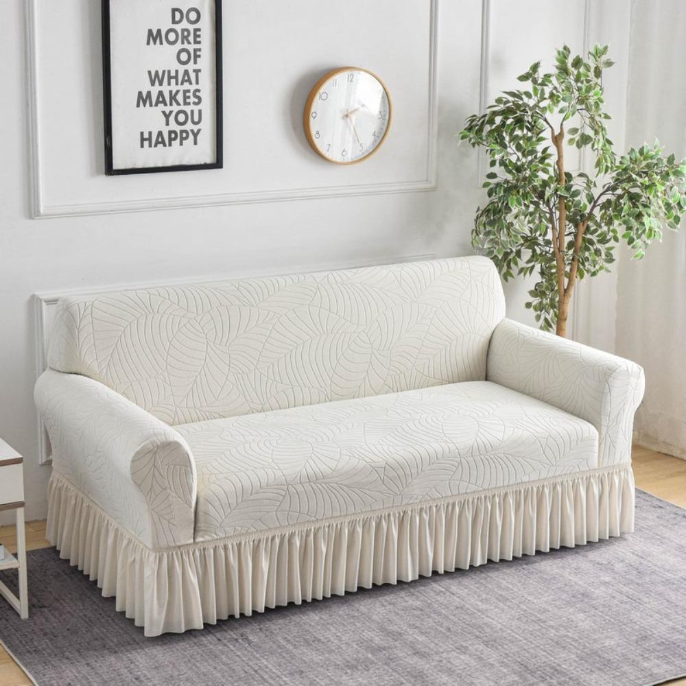 Lace Hem Jacquard Sofa Cover Stretch Full Elastic Slipcover Nordic Style Anti Slip Fabric Single S 90-140CM 4190₽