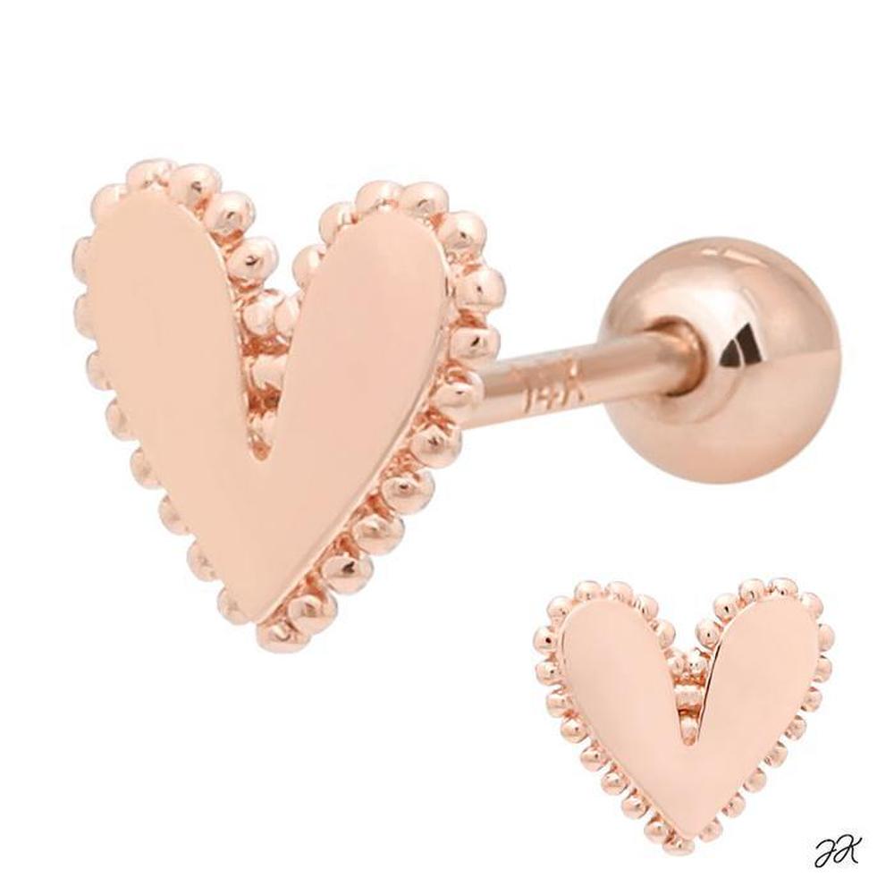 Ruby 14K Gold Needle Rose Gold Heart Piercing (S8539117)