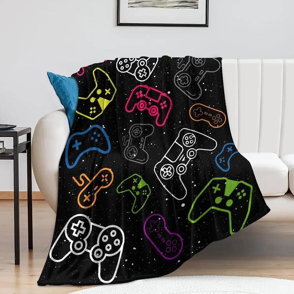 Ultra Soft D Gaming Throw Blanket Flannel Couch Quilt for Kids Adults Home Decor Video Game Comfortable Gamepad Gamer