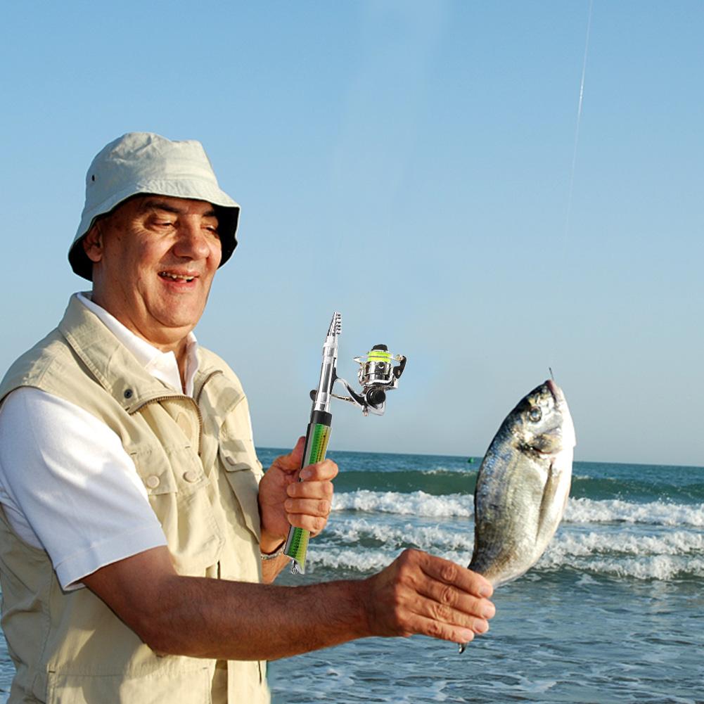 Portable Fish Shaped Fishing Rod Reel Combo Mini Pocket Pen Telescopic Travel Fishing Rod Gifts for Men