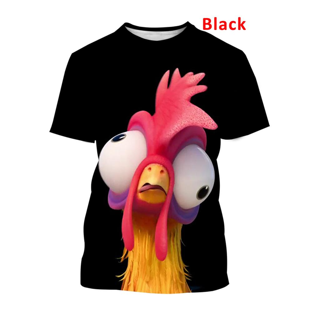 2025 Summer Fashion Graphic Chicken 3D Printing T-shirt Men's Short Sleeve Round Neck Unisex Funny Cool Chicken Tees Casual Tops