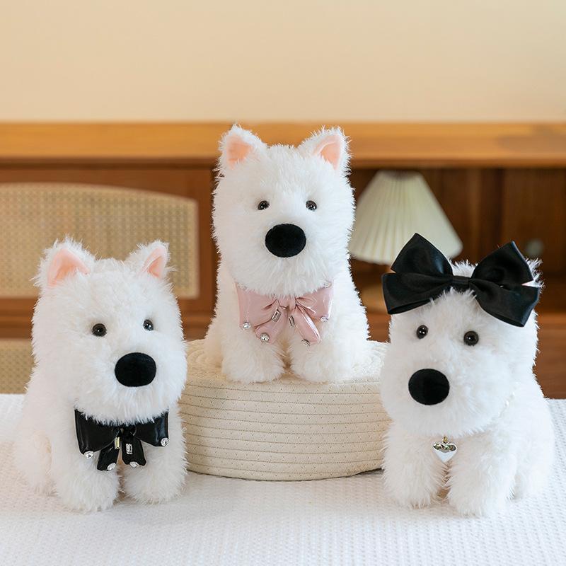 Cute Bow West Highland Dog Doll Backpack Scribbled Puppy Clothes Plush Toy