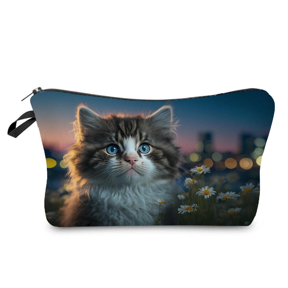 Women Cat Print Cosmetic Bag Toiletries Organize Travel Storage Case 6772