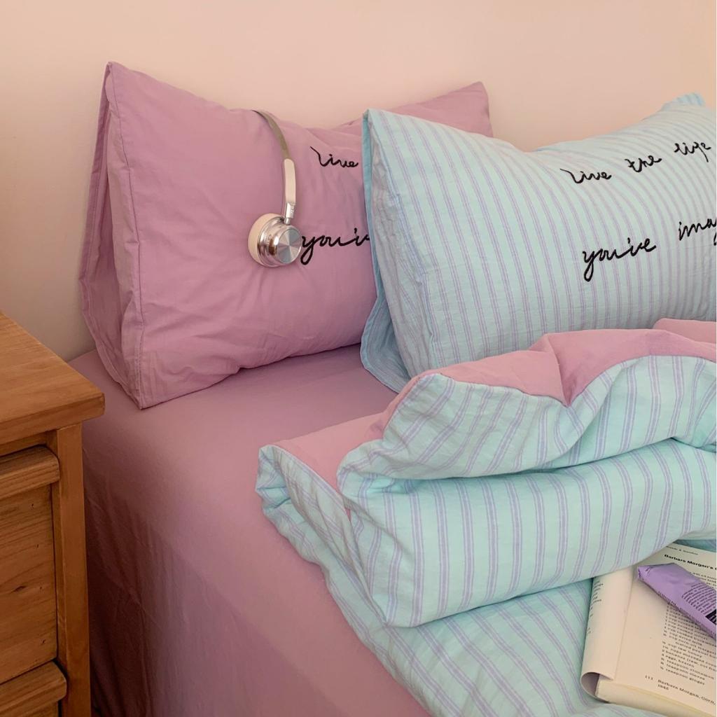 Korean Style Mixed And Matched Striped Pure Cotton Washed Cotton, Simple Cotton Quilt Cover 1.5M 1.8 Sheets