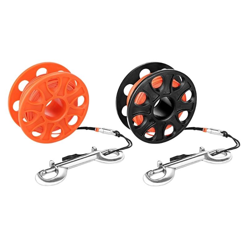 Scubas Diving Spool Finger Reel Plastic Spool Finger Reel with Double Ended Hook Cave Diving Equipment Enduring