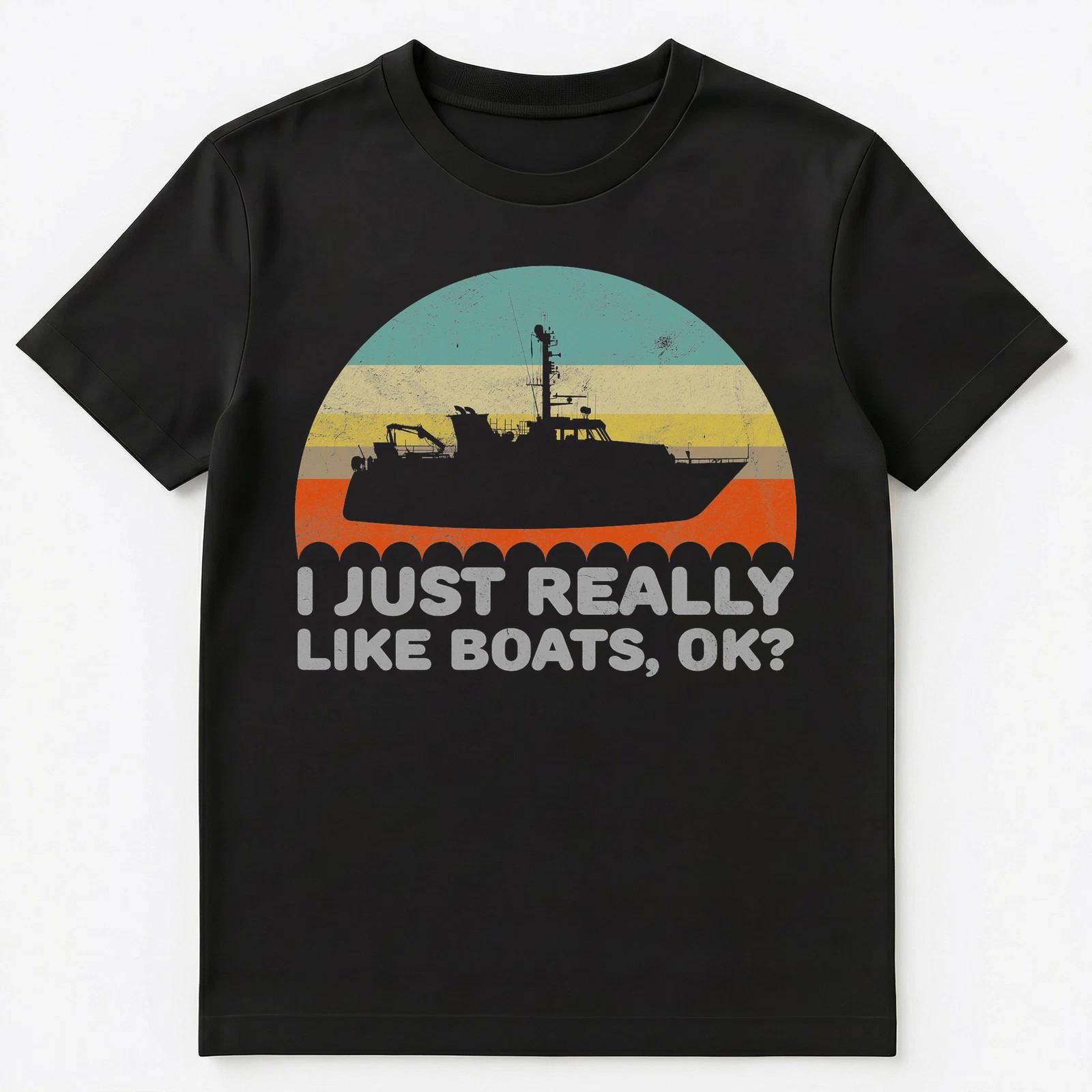 Смешная футболка  Мне просто очень нравятся лодки, ладно  Унисекс 4XL