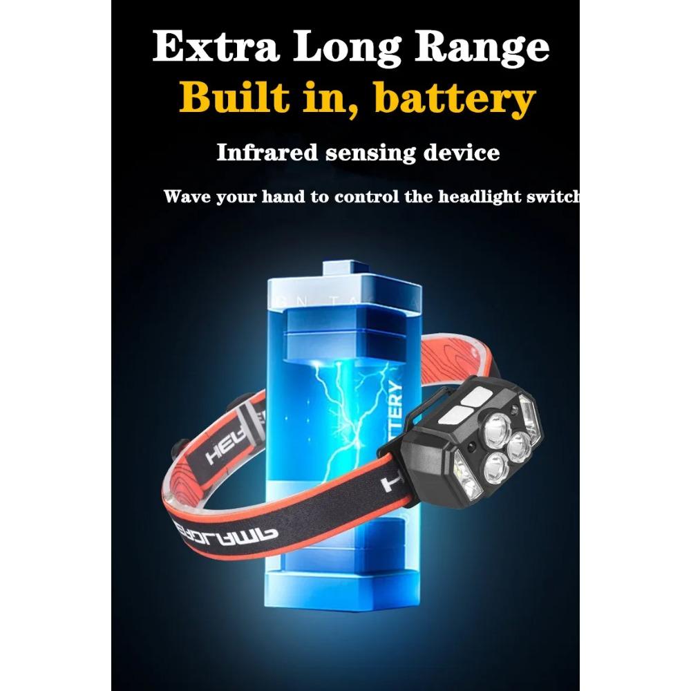 Rechargeable Induction Headlight Led Cyclinglight Flashlight Camping Head Light Strong Work Headlamp Portable Fishing Head Torch