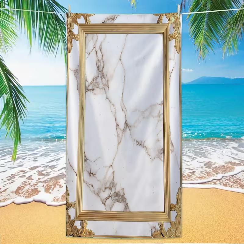 Letter Striped Beach Towel Modern Minimalist Quote Print Quick Dry Soft Cheerful Towel for Summer Beach