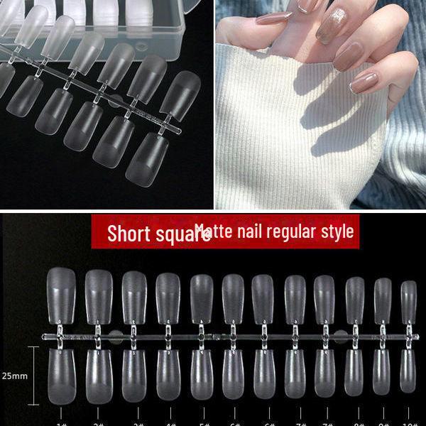 Nail Art Dual-Use Frosted Tips: Ultra-Thin, Traceless, No-Carve False Nail Stickers for Extended Nails