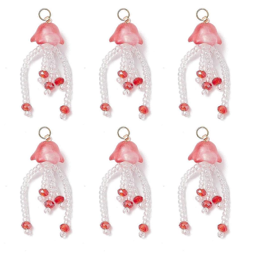 2025 20pcs Glass Seed Beaded Jellyfish Pendants Pendant For Women