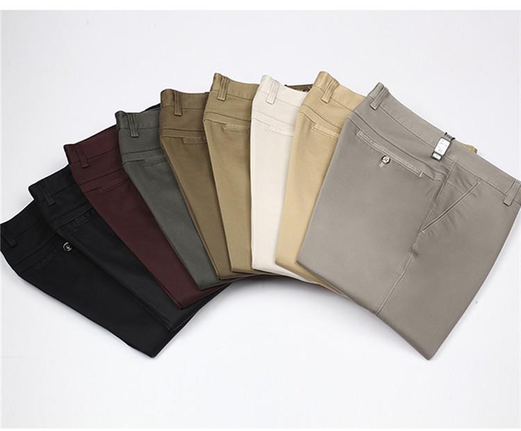 Men's High Waist Elastic Cotton Casual Pants - Thick, Loose, Straight Leg