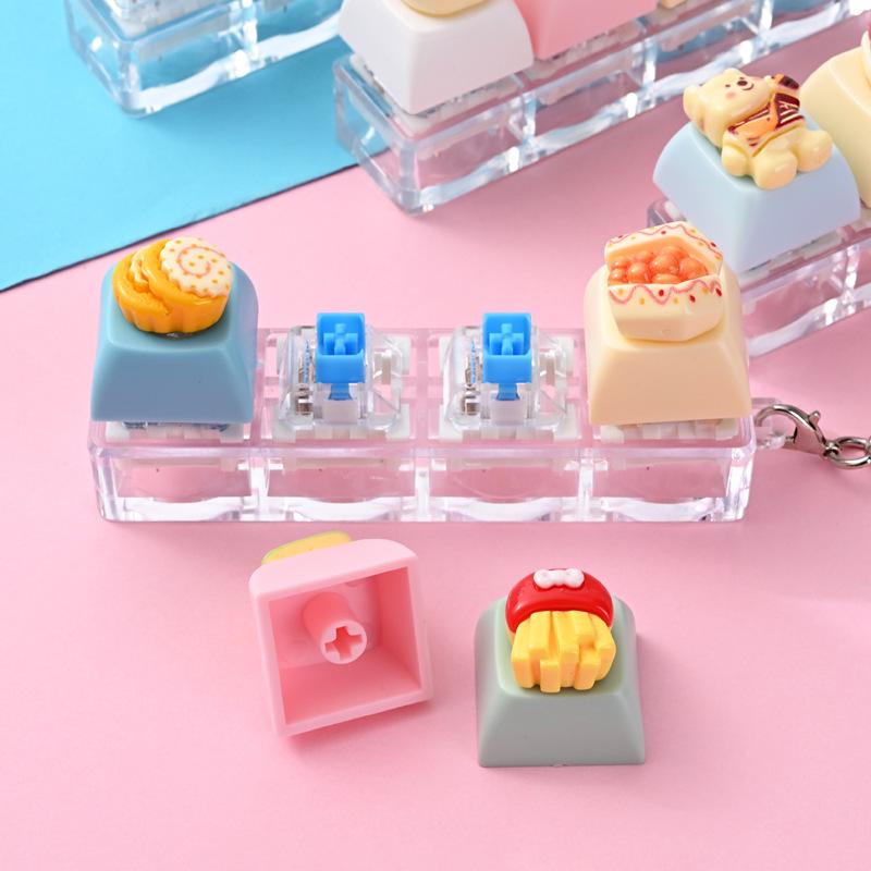 Cute Sticker DIY Button Squeeze Toy Keychain - Stress Relief Pendant