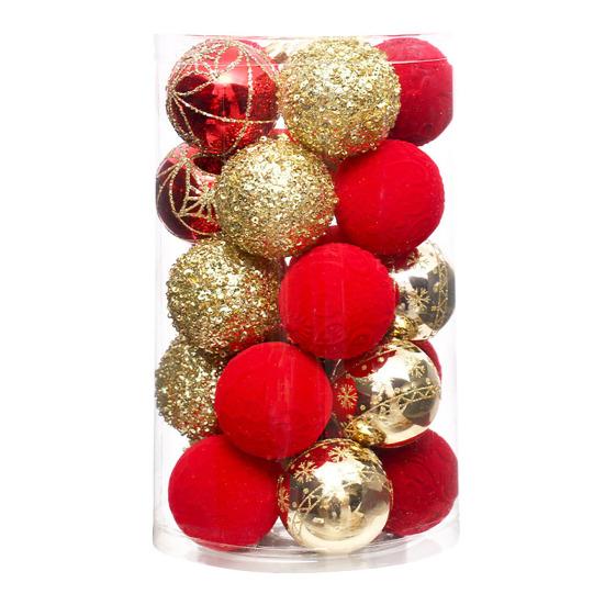 25 ks/sada vánočních koulí, třpytivých flitrů, zářivých barevných pěnových ozdob, vánočních dekorací na stromeček, párty potřeb