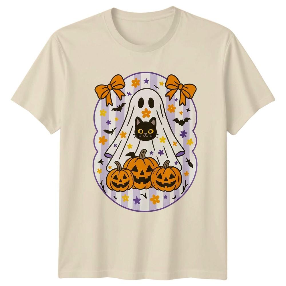 Cute Ghost Cat Pumpkin TShirt Halloween Gift For Him And Her