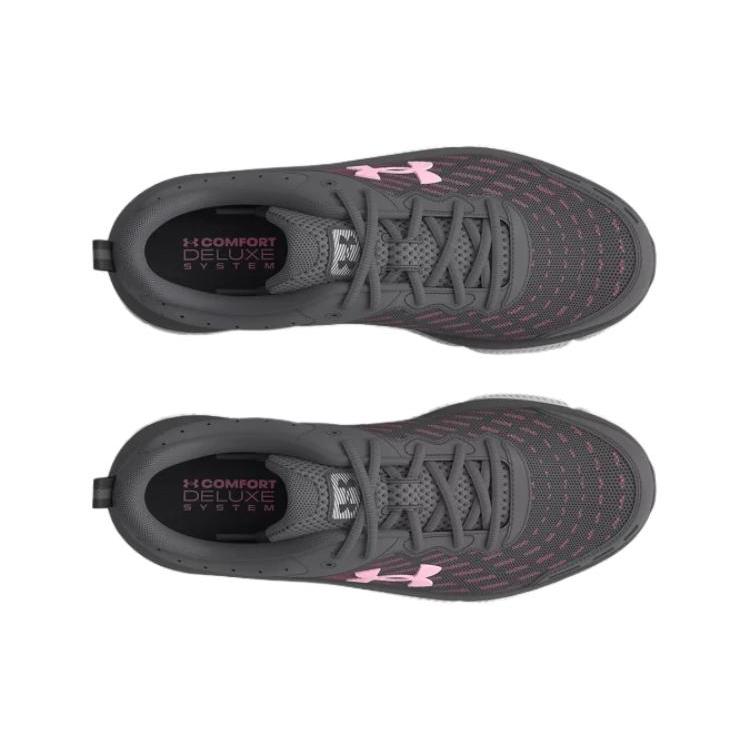 Under Armour Charged Assert 10 Cushioning Low Top Running Shoes Women's Gray Pink 3026179-108