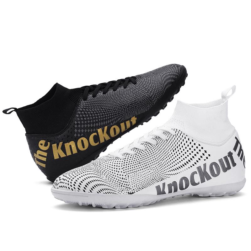 503 Football Shoes Children Boys Girls Teenagers With A High Top Fly Weave Leather Surface HG Long Nails FG Broken TF Flat Bottom Training