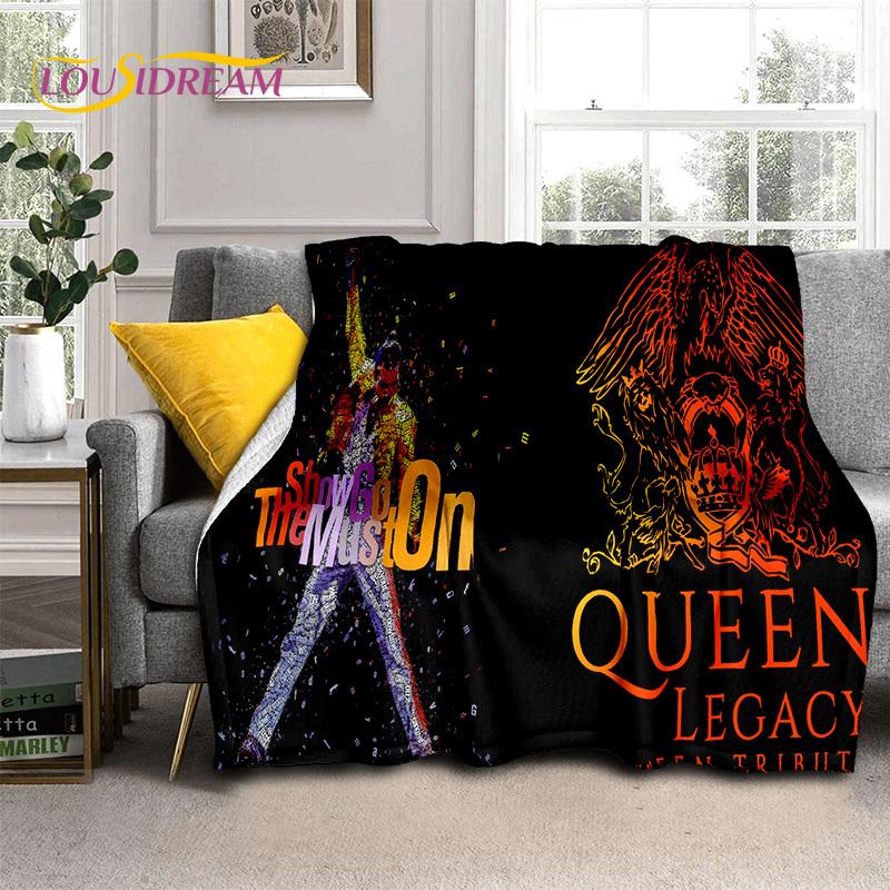 Queen-Rock-Band 3D Freddie Mercury Blanket,Soft Throw Blanket for Home Bedroom Bed Sofa Picnic Travel Office Cover Blanket Kids