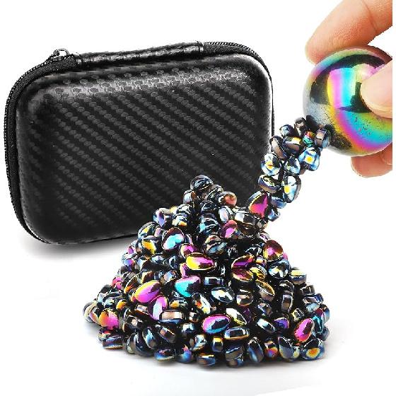 Fidget Magnet Toy Stone Smile Ferrite Putty with 2 Big Magnet Beads, Smooth Magnetic Ferrite Magnet Rock Ball Fidget Toy Science Kit, Office Desk Toy