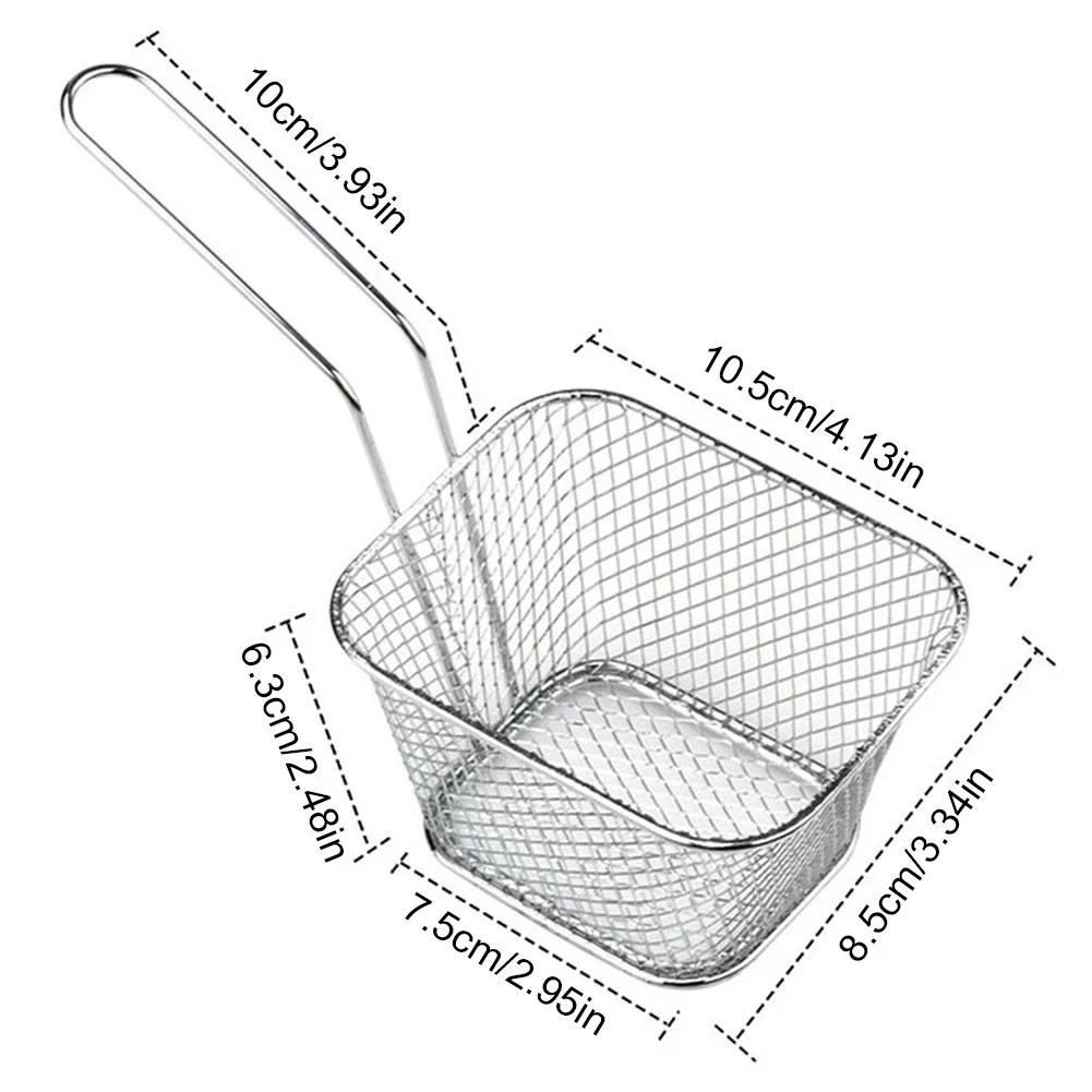Quadratischer Edelstahl Frittierkorb 6 Zoll Pommes Frites Sieb Küchenwerkzeug für Restaurant Heimgebrauch Snack Kochen